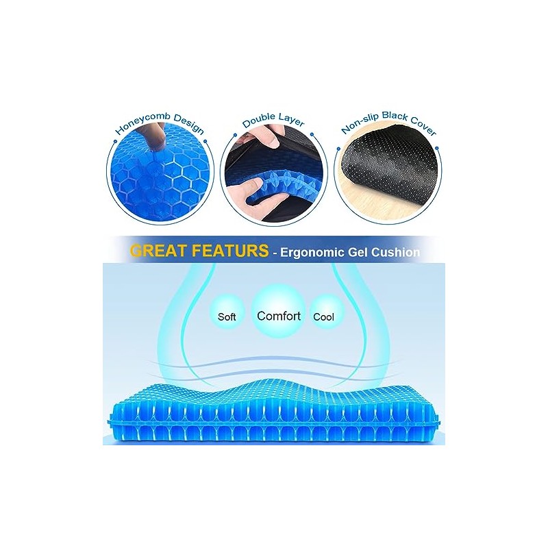 Cooling Gel Seat Cushion for Home Office and Car -