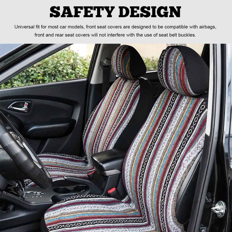 ZNDAW 5PCS Baja Saddle Blanket Car Seat Covers, Front Set