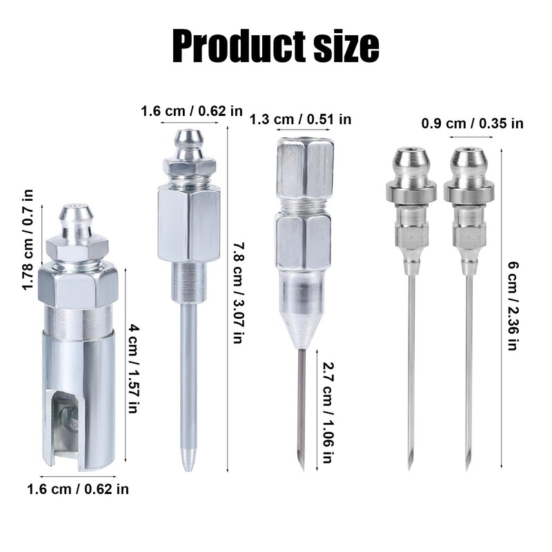5pcs Grease Gun Needle Tip Kit, Grease Needle Dispenser Hardened