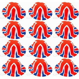 Quickdraw 48 x Mini Union Jack Bowler Hats Plastic Fancy Dress D-Day Anniversary Bulk Pack Party Supplies
