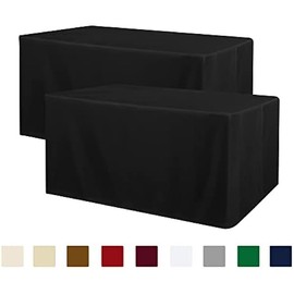 Obstal Black Tablecloth Fitted for 6ft Rectangle Table - Water Resistant Polyester Table Cover for Indoor/Outdoor Use, 72x30 inches