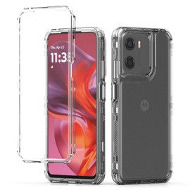Yodueiv for Moto G05 Case, for Moto E15 Case with Tempered Glass Screen Protector, Crystal Clear Full Body 3 Layer Heavy Duty Protective Phone Cover for Motorola Moto G05 Clear