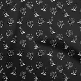 oneOone Rayon Black Fabric Pigeon Bird Craft Projects Decor Fabric Printed by The Yard 56 Inch Wide