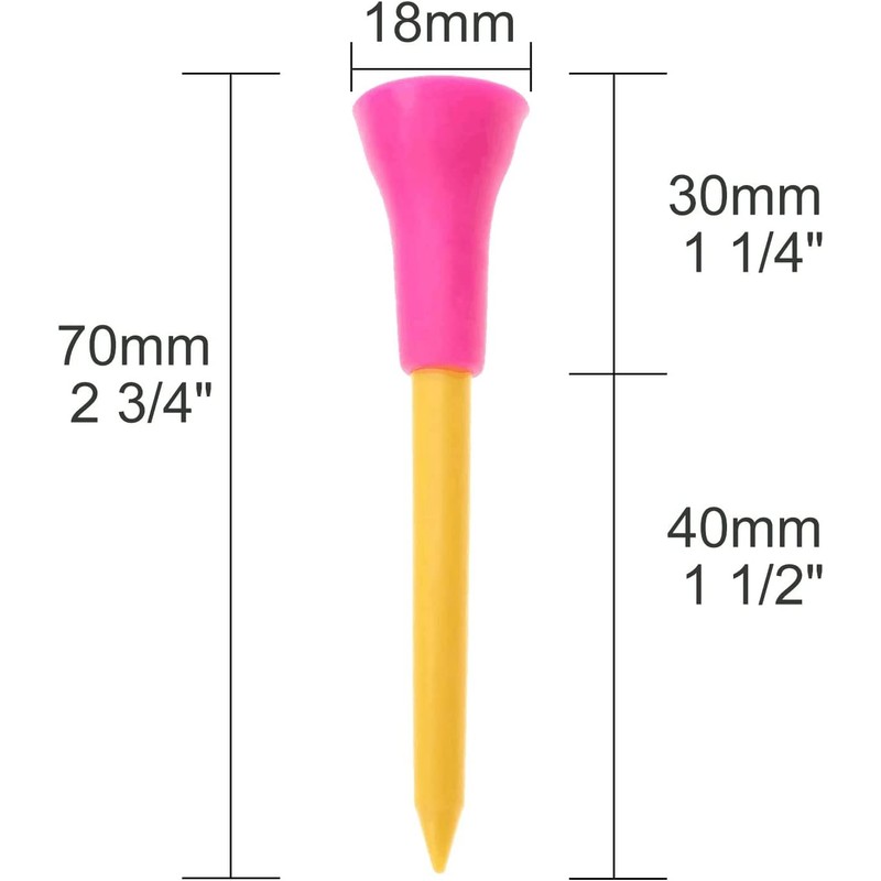 Kofull Tees de Golf Golf Tees Rubber 50pcs Mixed Plastic