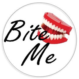 Bite Me Chattering Teeth - 3 Pack Circle Stickers 3 Inch