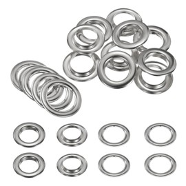 sourcing map 10Set Grommets Eyelets 30mm 1-1/6 Inch Brass Eyelets Kit with Washers for Fabric Curtain Tarps Leather Belt Shoes Bag DIY, Silver