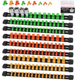 SWANLAKE Organizer Socket Holder, 9PCS 1/4-Inch x 48 Clips, 3/8-Inch x 45 Clips, 1/2-Inch x 36 Clips, Premium Quality Socket Clip Rail Holder