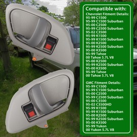 Zikerluder Inside Interior Door Handle Compatible with 1995-1999 Chevy GMC Truck C1500 C2500 C3500 K1500 K2500 K3500 Suburban Tahoe Yukon Compatible with 15708043 15708044