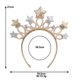 Yheahin Glitter Star Headband Birthday Party Hair Band with Sequins Stars Christmas Festival Hair Accessory for Girls Women (Gold and silver star-B)