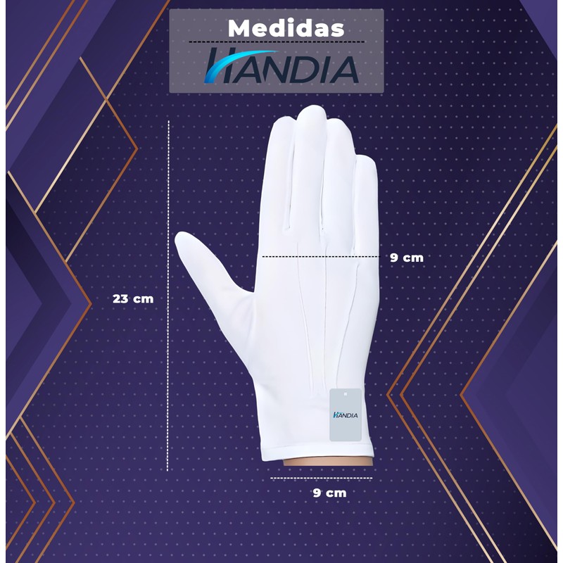 Handia - Guantes Blancos para militar, escolta, cadete, mesero, guante