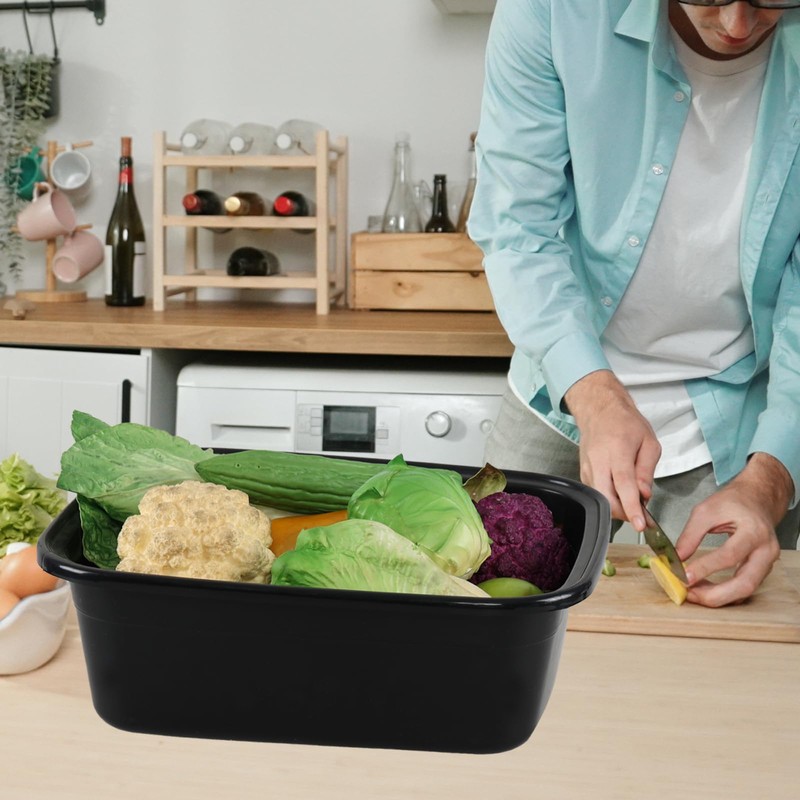 Innouse 3-Pack 16 Quart Plastic Wash Basins, Rectangular Dishpan Tub,