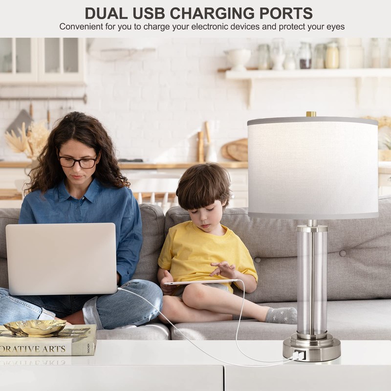 QiMH Touch Control Table Lamps Set of 2 with USB