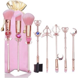 Makeup Brushes Makeup Brushes Eye Brush Set, Cute, 8 Piece Set, Fiber Bristles, Popular, Pretty Guardian Sailor Moon [Best Gift] (pink)