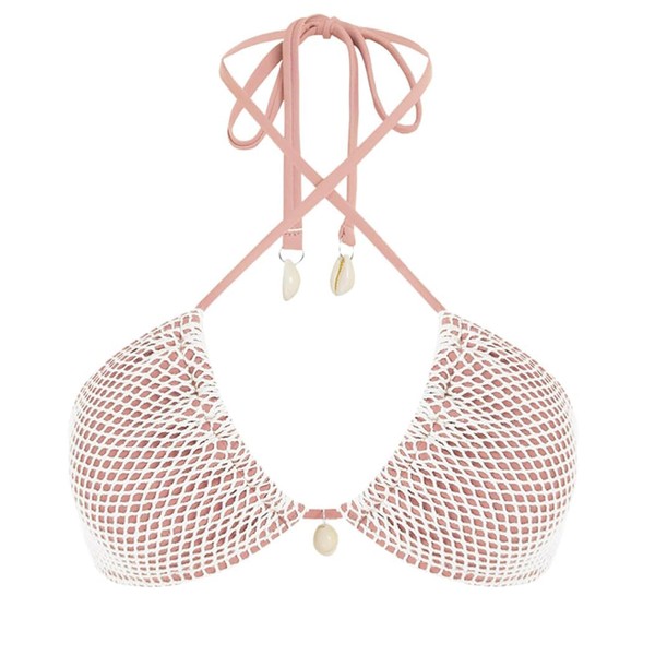 ZAFUL Women's Triangle Bikini Top Multiway Fishnet Tie Back Bandeau