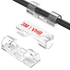 Cable Clips Clear (60PCS, M), Upgraded Adhesive Wire Holders for Wall, Strong Cord Organizer Under Desk, Car, PC, Christmas Light Clips Outdoor