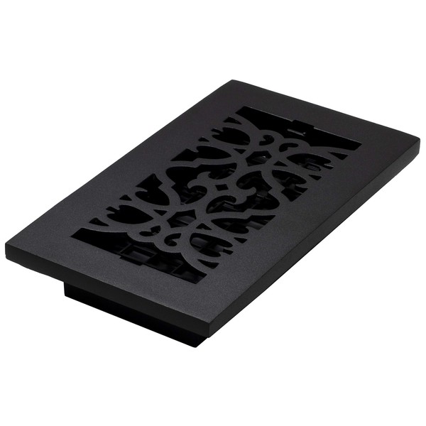 Decor Grates AC408-BLK Victorian Floor Register, 4 x 8, Cast