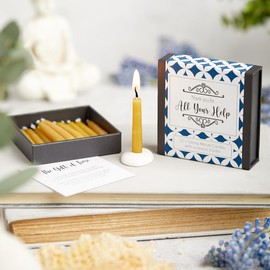 Cotton & Grey "Thank You for All Your Help - A Little Box of Relaxation" Kerzen aus reinem Bienenwachs und Keramikhalter für Entspannung, Meditation und Achtsamkeit