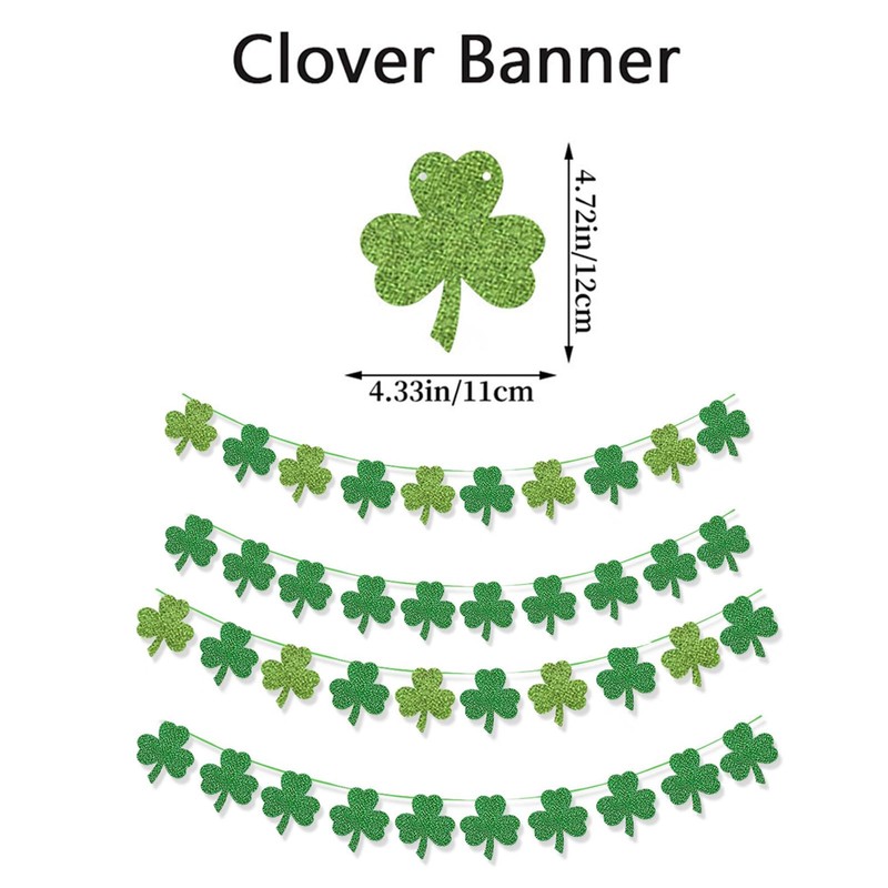 5pcs St Patricks Day Banner Green Glitter Saint Patricks Day
