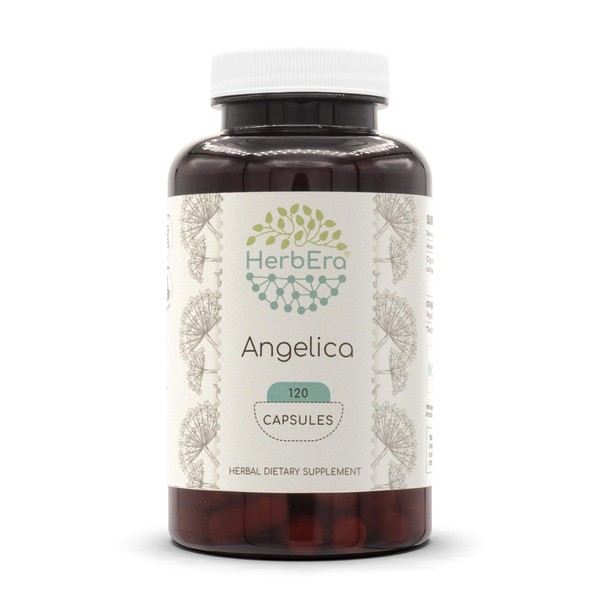 Angelica 120 Capsules, 500 mg, Concentrated Liquid Drops Natural Angelica (Angelica archangelica) Dried Root (120 Capsules)