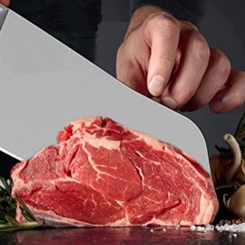 TrueCraftware- 9" Cast Iron Shanghai Ping Cleaver with Wooden Handle - Round Head Meat Bone Chopper Butcher Slicing Vegetables Butcher Chopper Kitchen Knife for Home Kitchen and Restaurant