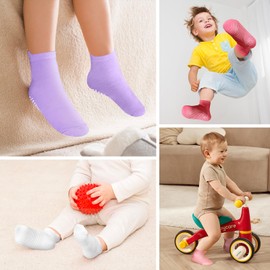 Toddler Baby Socks with Grips 16 Pack Non Slip Ankle Grip Socks for Infant Baby Kids Girls Boys