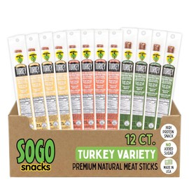 Turkey Variety, Sogo Snacks, No Sugar, Low Carb, Free-Range from a Family Farm. No Soy, MSG, Dairy, Nuts, Nitrates. Gluten Free Non-GMO. Keto, Whole 30, Paleo Friendly (Turkey Variety, 1-oz, 12 Cnt)