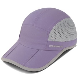 GADIEMKENSD Mens Folding Running Hat Long Brim Golf Hats Quick Dry Baseball Caps Unstructured Breathable Light UPF 50 Cooling Cap for Outdoor Sport Hiking Workout Gym Tennis Travel Purple