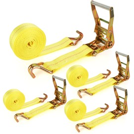 LISHINE 4 Pack 2 Inch Ratchet Straps Heavy Duty 20ft Tie Down Straps Ratchet with Double J Hook, 10000 LBS Break Strength, Cargo Ratchet Straps for Moving, Truck, Trailers, Motorcycles, Kayaks, Car Roof