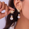 Solighter Christmas Snowman Earrings for Women Sparkling Rhinestone Crystal Pearl