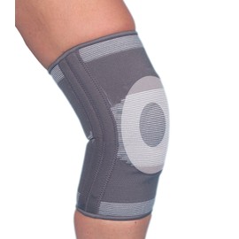 Elastic Knee Brace with Gel Insert and Side (lateral and medial) Metal Stabilisers– Pull on knee support that provides stabilisation and mild compression for knee injuries and knee osteoarthritis. Available in 4 sizes – Small to Extra Large. (Small)