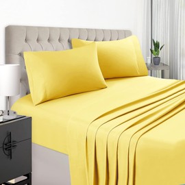 EaseHome Yellow Sheets for Queen Size Bed Set -Deep Pocket to 18 inches Mattress 4 Piece - Premium Bedding Sheets & Pillowcases Collection - Extra Soft