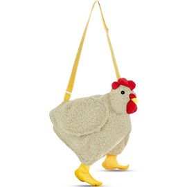 Saintrygo Chicken Hen Purse Bag Fluffy Shoulder Handbag Cute Funny Animal Gift for Christmas for Women Girls (Beige,Chicken)