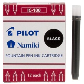Pilot Namiki IC100 Fountain Pen Ink Cartridge, Black, 12 Cartridges per Pack (69100)