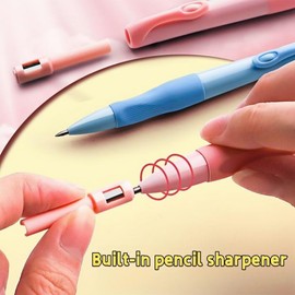 Inclock Handwriting thick mechanical pencils with grip: 2.0MM HB Pencil for kids with 14 leads (2 pack red&green)