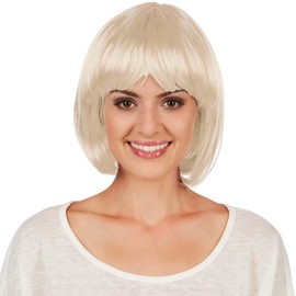 dressforfun Bob Wig, Great Haircut with Fringe, Can be Combined with Many Costumes, Various Colours (Blonde, No. 303648)