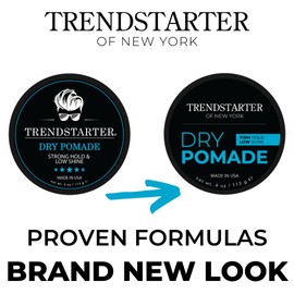 TRENDSTARTER - DRY POMADE (4oz) (PACK of 2) - Firm Hold - Low Shine - Water-Based Gel Type Pomade - All-Day Hold Premium Hair Styling Products