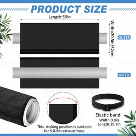 Outus 2 Pcs Air Conditioner Hose Cover Wrap - Ac Hose Duct Vent Insulation Sleeve Insulated Cover for Portable Ac for 5" & 5. 9" Diameter 60" Long Exhaust Hoses Tube (Black)