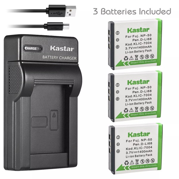 Kastar Battery Slim Charger for Pentax D-LI68 D-LI122 & Pentax