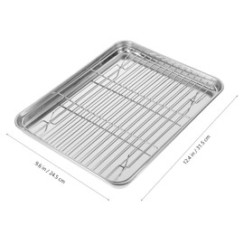 Baking Pan Nonstick 2 Pieces/Set Rectangular Baking Tray Stainless Steel Baking Pan Sheet with Removable Cooling Rack - 31x24x2.5cm