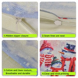 UMIPUBO Set of 4 Christmas Pillow Cover Cushion Cover Cotton Decorative Pillowcases Christmas Snowflake Sofa Cushion Cover for Car Bedroom Home Decor