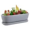 MyGift 14 Inch Oval Modern Gray Concrete Succulent Planter Pot