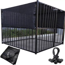 DUENEW Dog Kennel Shade Cover 90% Sunblock Shading Cloth Net Mesh Tarp 10x10 ft for ...