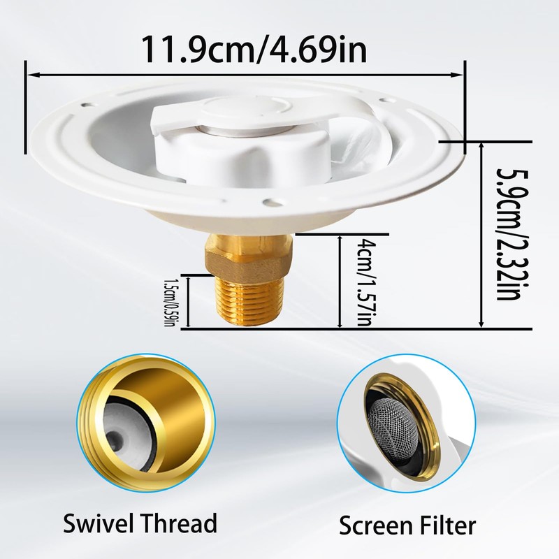 YTFSA RV City Water Inlet With Check Valve, 3/4 NH