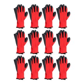 findmall 12 Pairs of L-Sized Latex Rubber Coated Work Gloves - Suitable for Construction, Gardening, and Warehousing - Providing Breathable and Lightweight Hand Protection for Workers and Gardeners