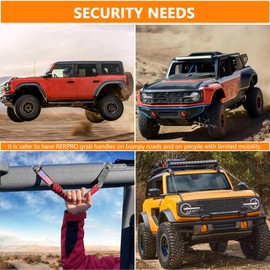 RERPRO Roll Bar Grab Handles for 2021 2022 2023 2024 2025 Ford Bronco 2 Door 4 Door Accessories Paracord Grip Handle, with America Flag, 2 Pack Red