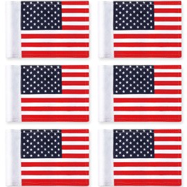 Oudain 6 Pcs Golf Flag with Tube Inserted Waterproof Putting USA Golf Target Flag 420D Nylon Mini Pin for Yard Indoor Outdoor Backyard Garden Portable, 8 x 6 Inch