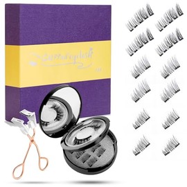 Robreda 3D Magnetic Eyelashes - 3 Pair Reusable Waterproof Magnetic Lashes With Applicator without Eyeliner Magnetic Eyelashes Natural Look Gifts For Women(3 Pairs)