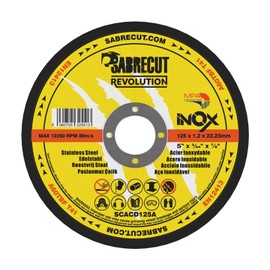 6 x SabreCut SCACD125A 125mm (5") x 22.23mm Bore Professional Abrasive Stainless Steel INOX Cutting Angle Grinder Circular Saw Discs Compatible with Bosch Dewalt Makita Milwaukee and Many Others