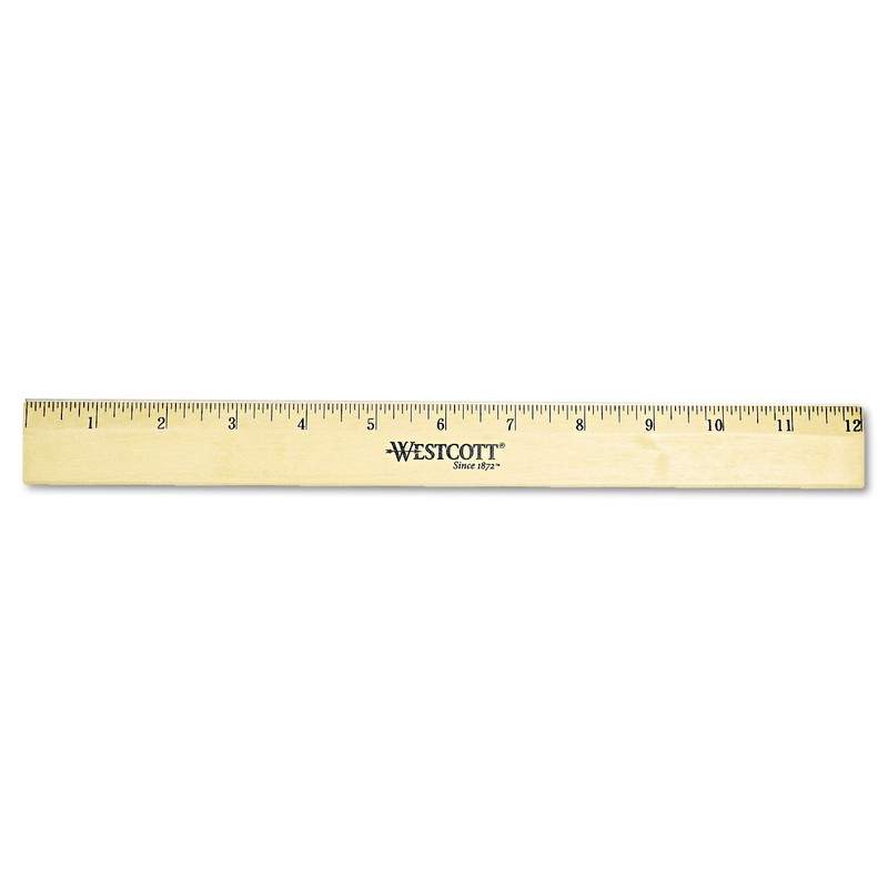 Westcott 05011 Beveled Edge Wooden Ruler, 12 Inch