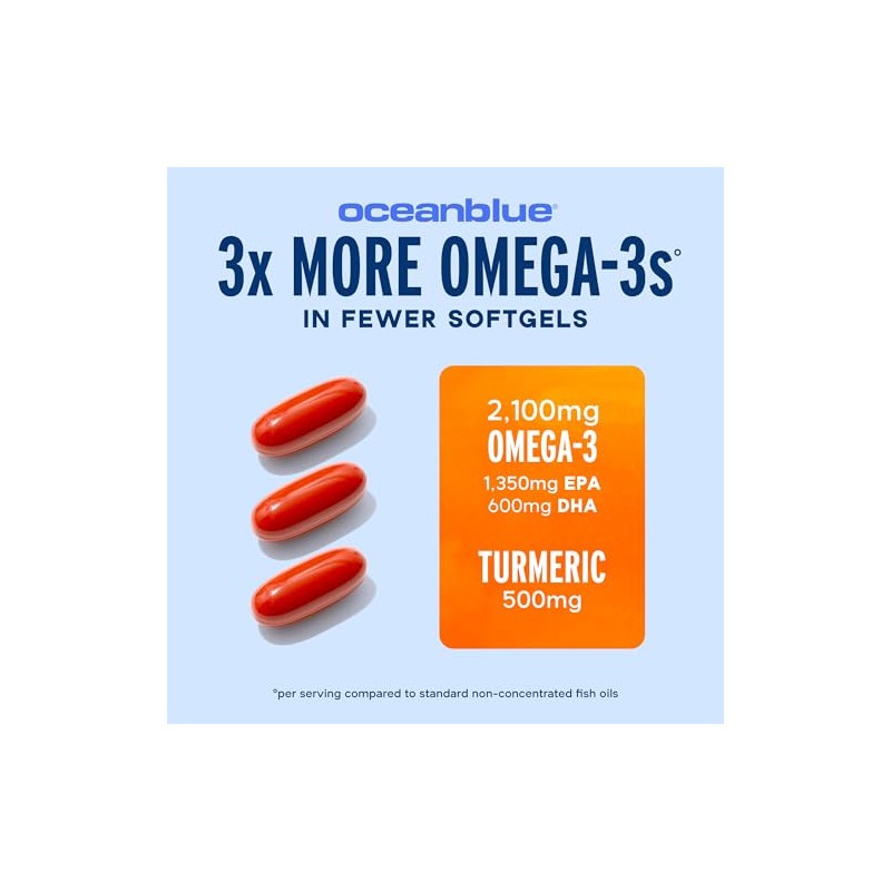 Ocean Blue Aceite de Pescado Omega-3 Triple Potencia 2100 Con